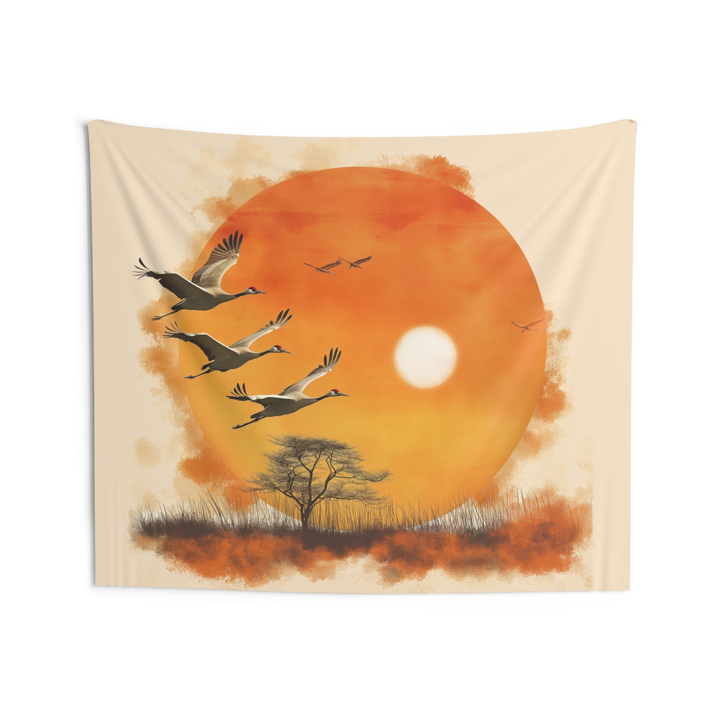 Flying Cranes Indoor Wall Tapestry