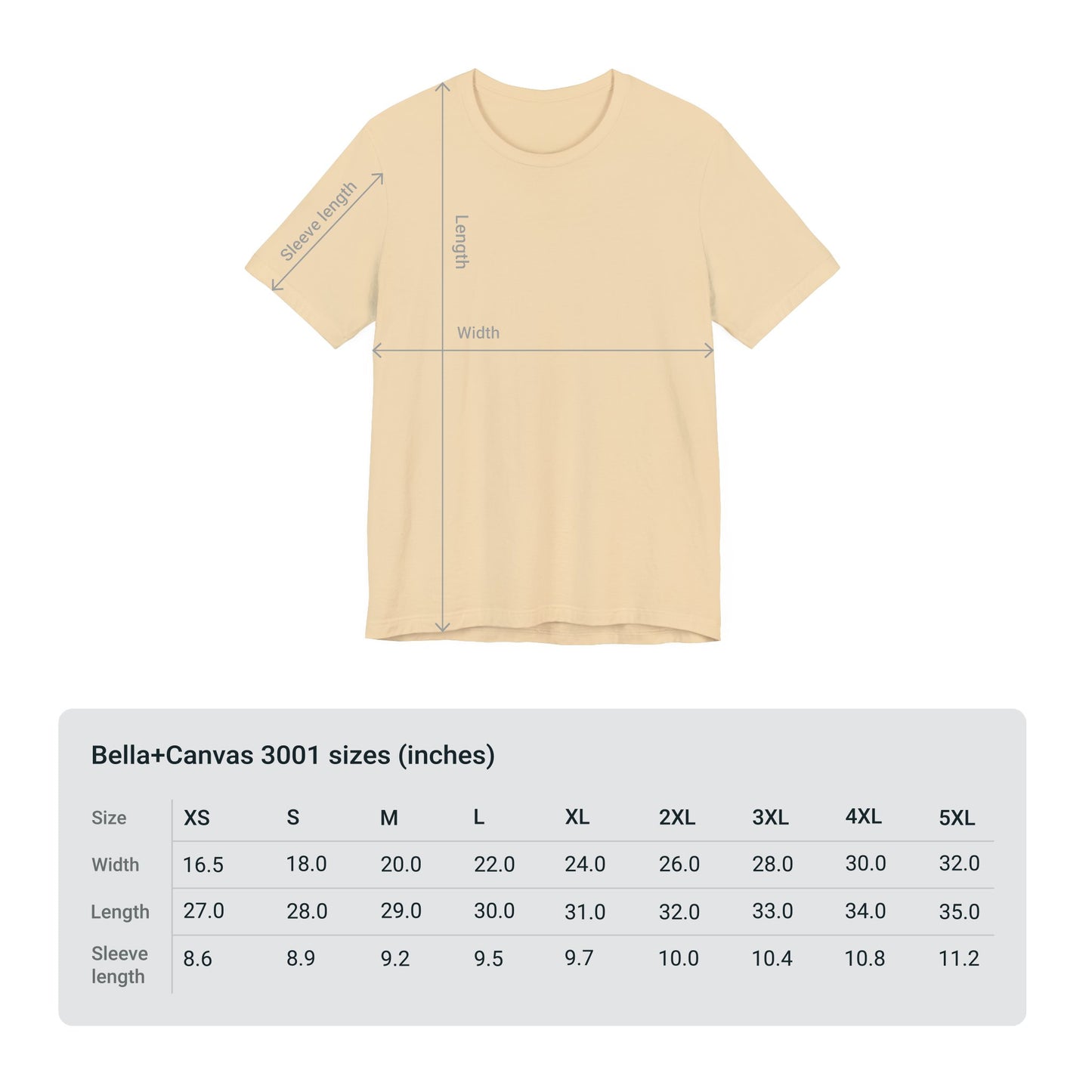 T-shirt size chart