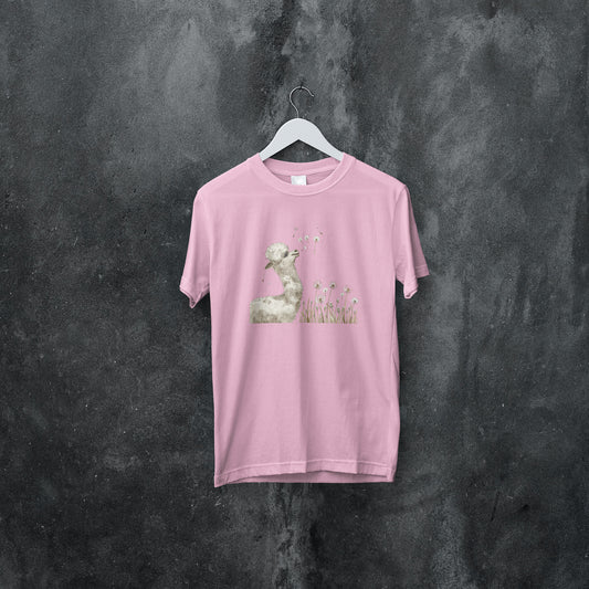 Llama in Dandelion Meadow T-shirt - Tortuna