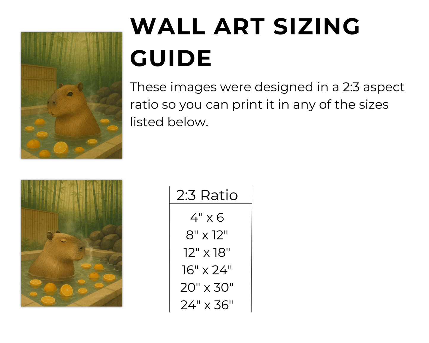 Capybara in Onsen Set of 2 - Digital Download