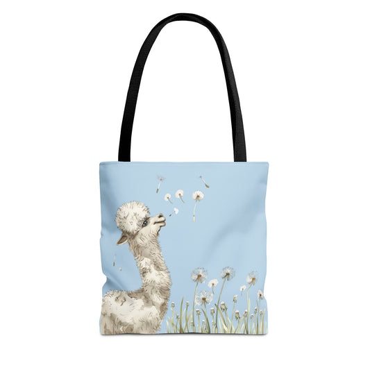 Alpaca with Dandelions Tote Bag