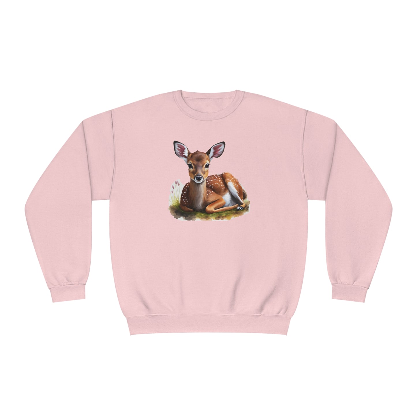 dear hearted serenity - tranquil deer in the woods on a pink sweatshirt 