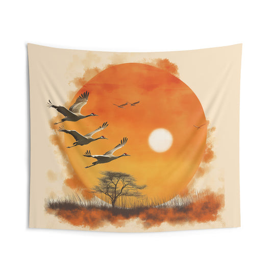 Flying Cranes Indoor Wall Tapestry