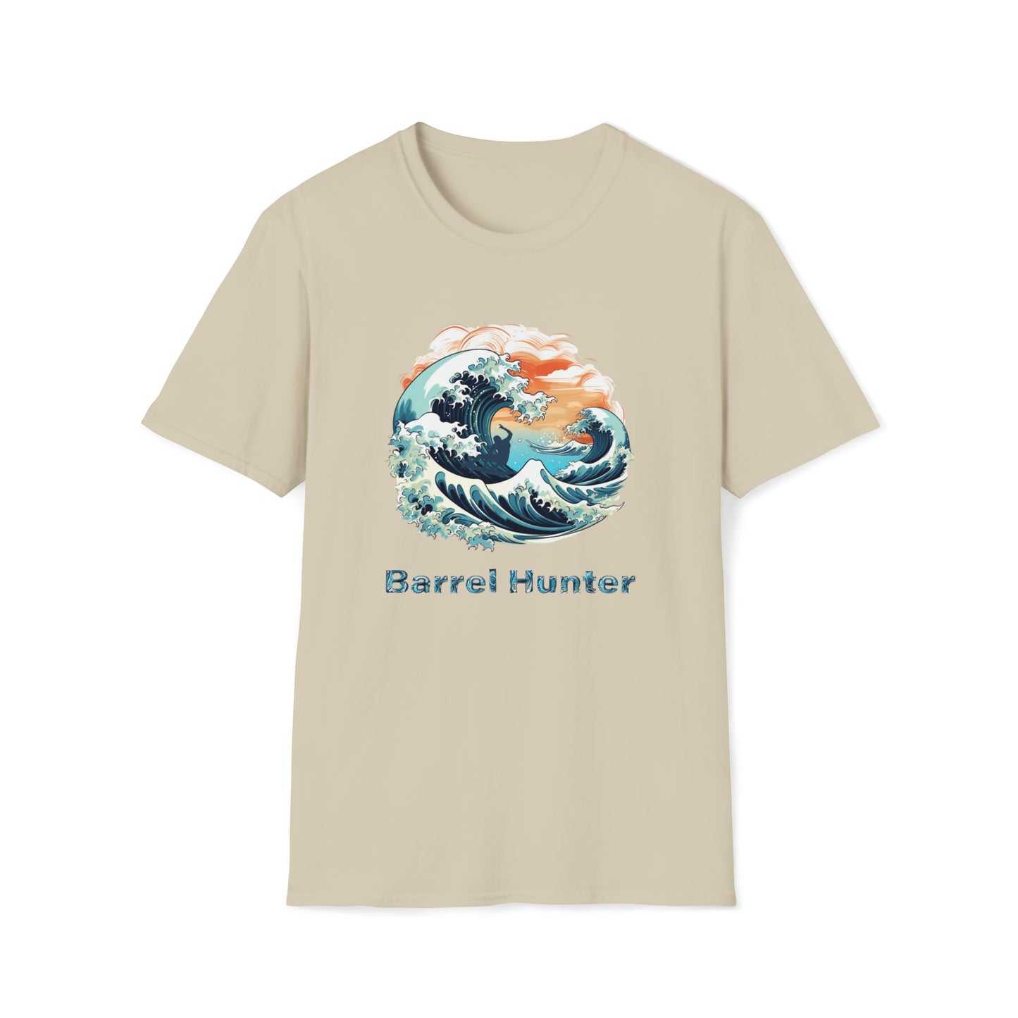 Barrel Hunter surfing t-shirt in sandstone 