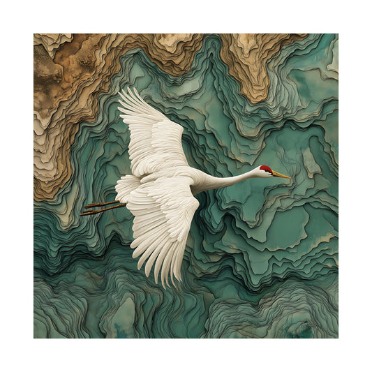Flying Crane Abstract Poster