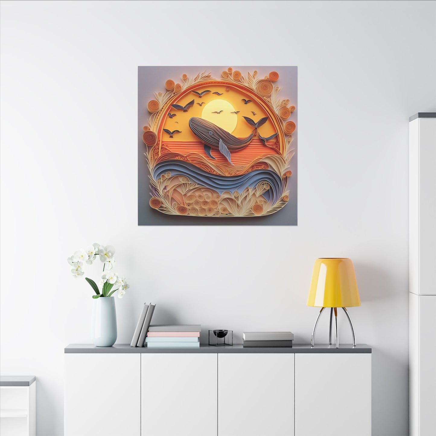 Whale Quilling Wall Decor