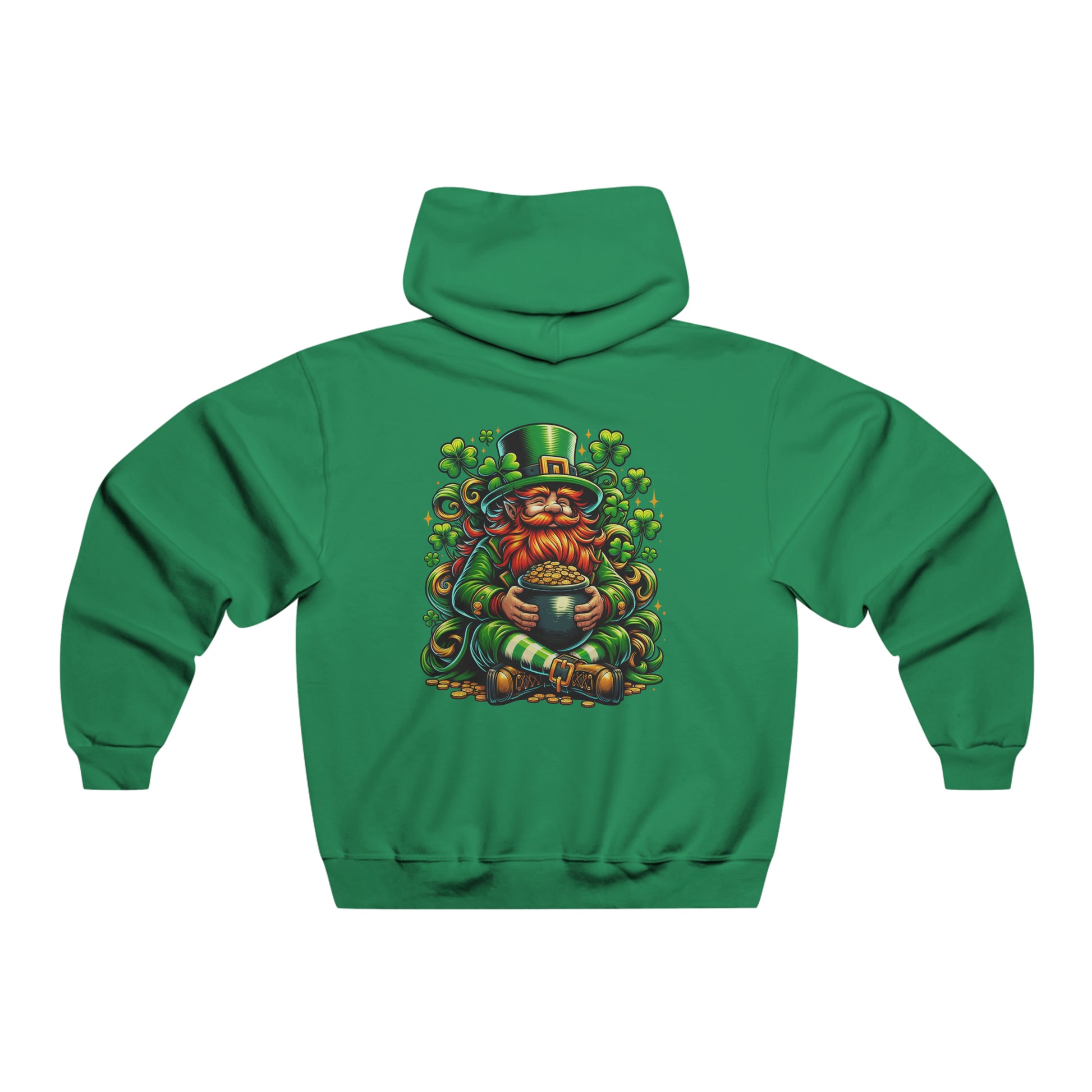 Men's Lucky Leprechaun Hooded Sweatshirt - Back Design - Tortuna