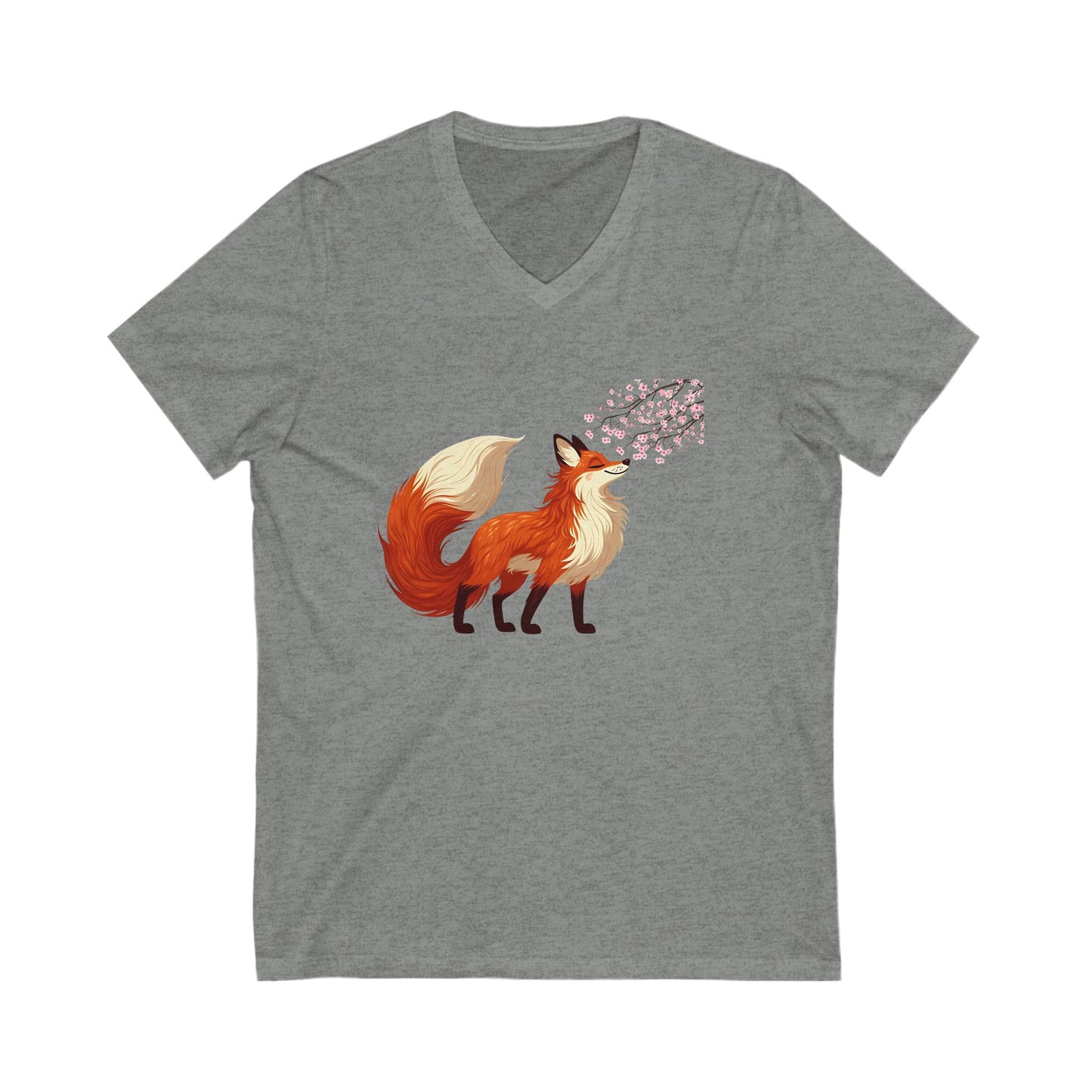 Red Fox Under A Cherry Blossom Tree Graphic T-shirt