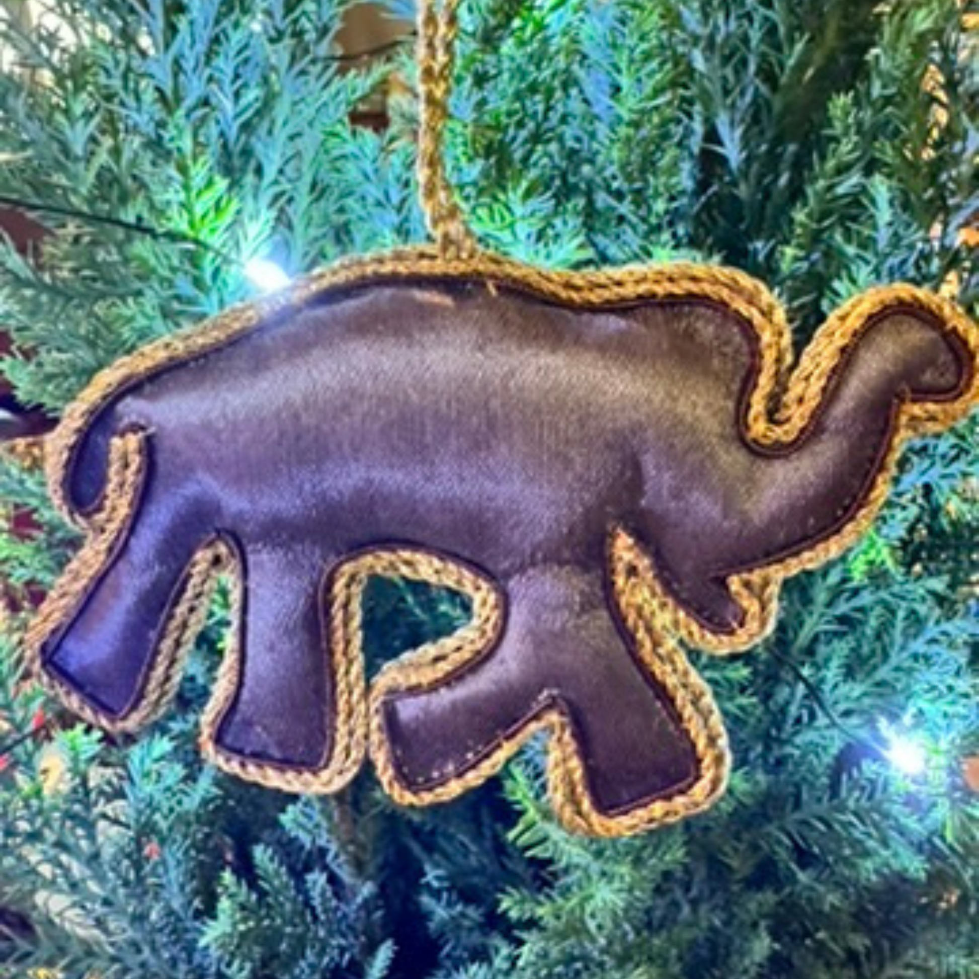 Elephant Christmas Tree Ornament with Zari Embroidery - Tortuna