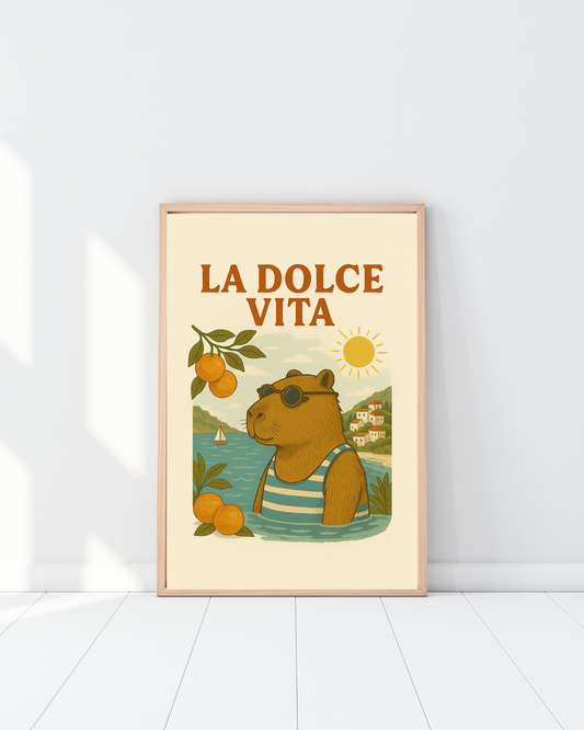 Capybara Mediterranean Summer Poster Art - La Dolce Vita