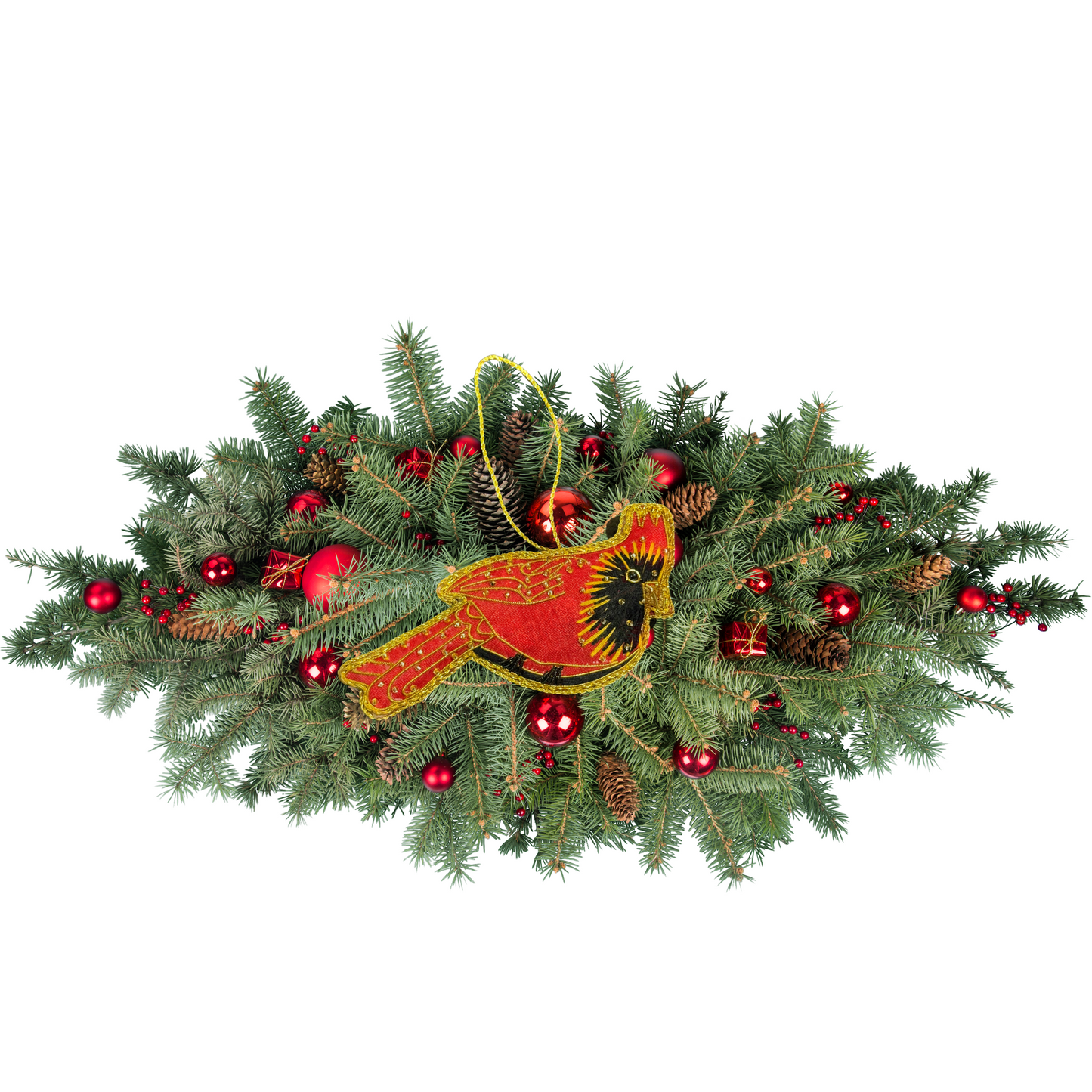 Red Cardinal with Zari Embroidery as a Garland ornament