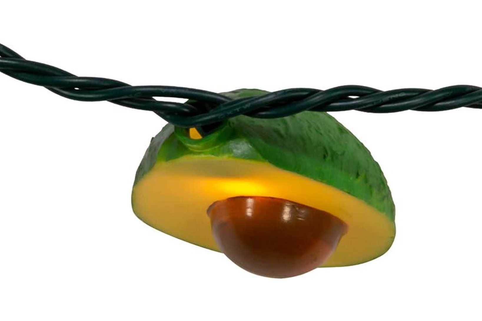 close up of avocado light bulb by Kurt S. Adler avocado light set 