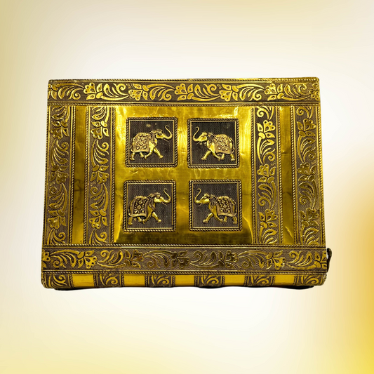 Handmade Luxury Jewelry Box with Gold Indian Elephants
