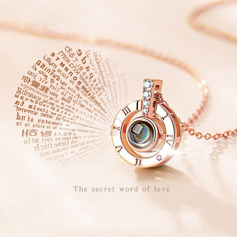 Projection Necklace With Gift Box -  I Love You in 100 languages - Tortuna