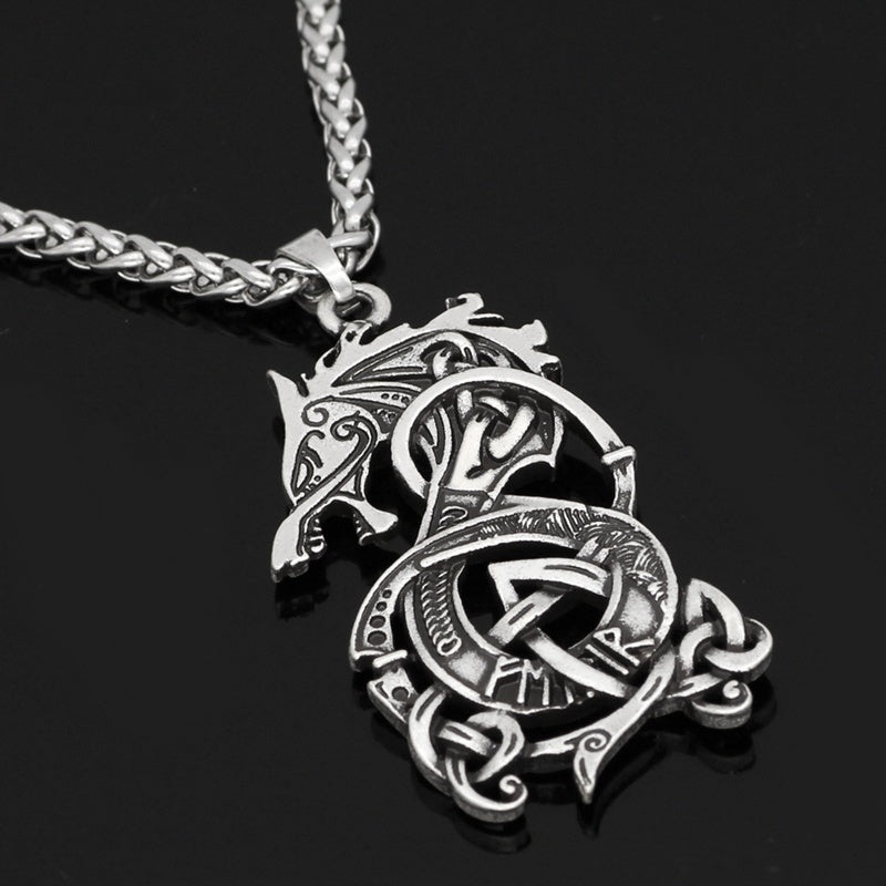 Viking Dragon Pendant Necklace - Tortuna