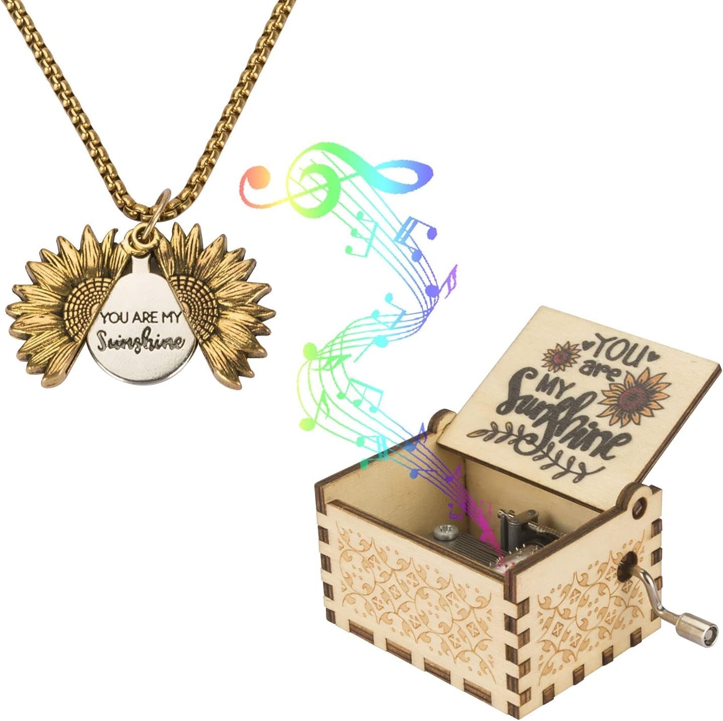 You Are My Sunshine Music Box with Necklace Gift Set - Tortuna