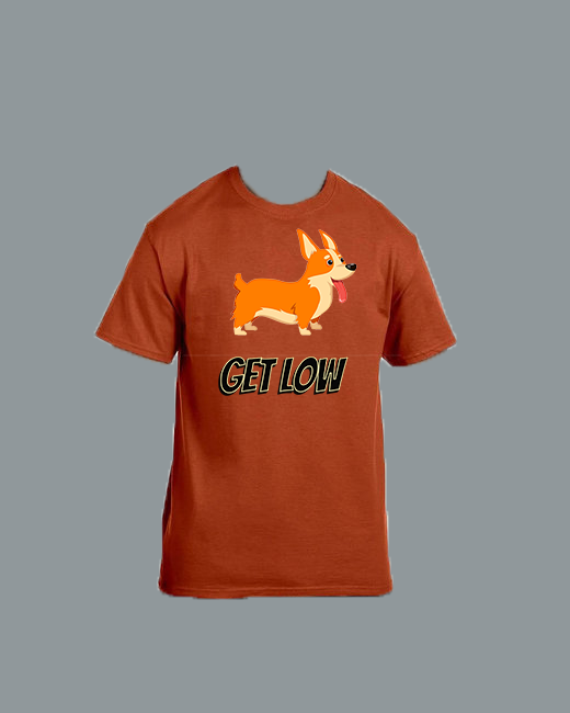 Corgi get low orange adult T-shirt